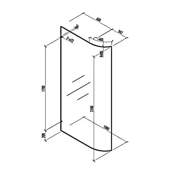 800-1100mm Covey Frameless Edge Curved Walk-In Single Panel Toughen Glass Shower Screens