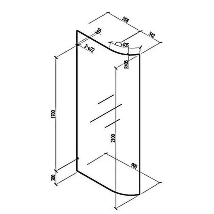800-1100mm Covey Frameless Edge Curved Walk-In Single Panel Toughen Glass Shower Screens