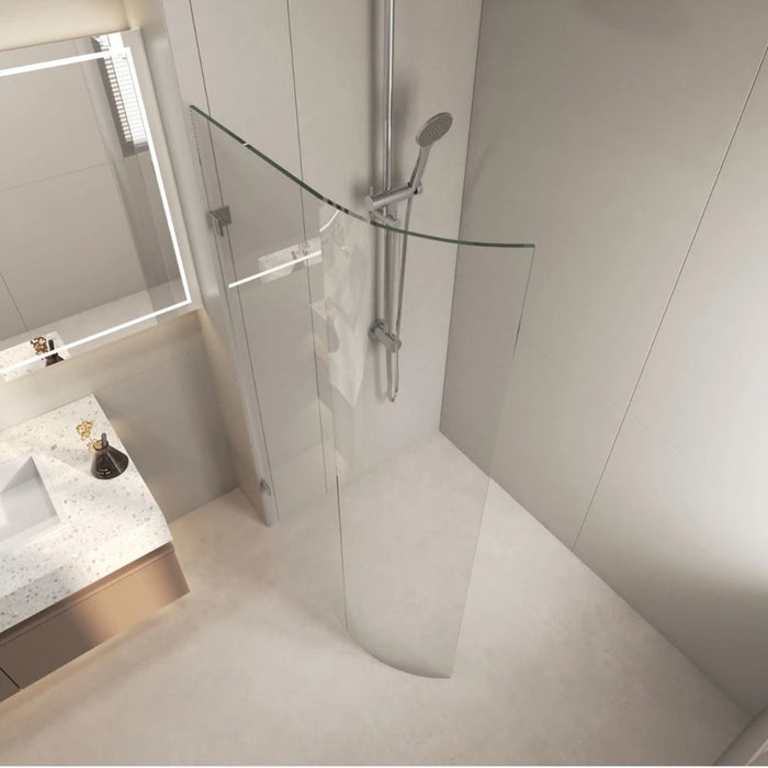 800-1100mm Covey Frameless Edge Curved Walk-In Single Panel Toughen Glass Shower Screens