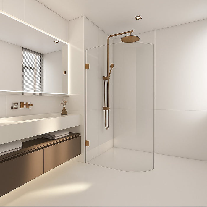 800-1100mm Covey Frameless Edge Curved Walk-In Single Panel Toughen Glass Shower Screens