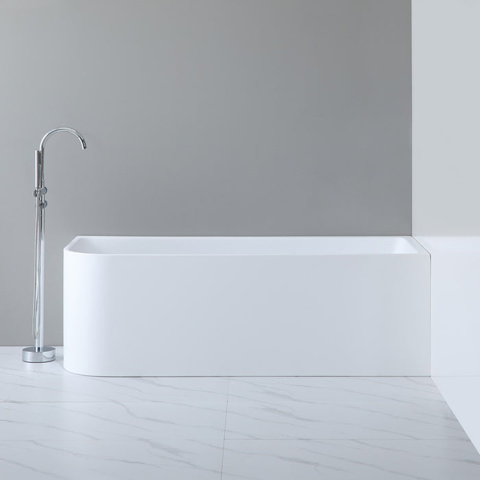 1300-1700*730*580mm Poseidon CBT Matt White Rectangle Acrylic Back To Wall Corner Back Bathtub