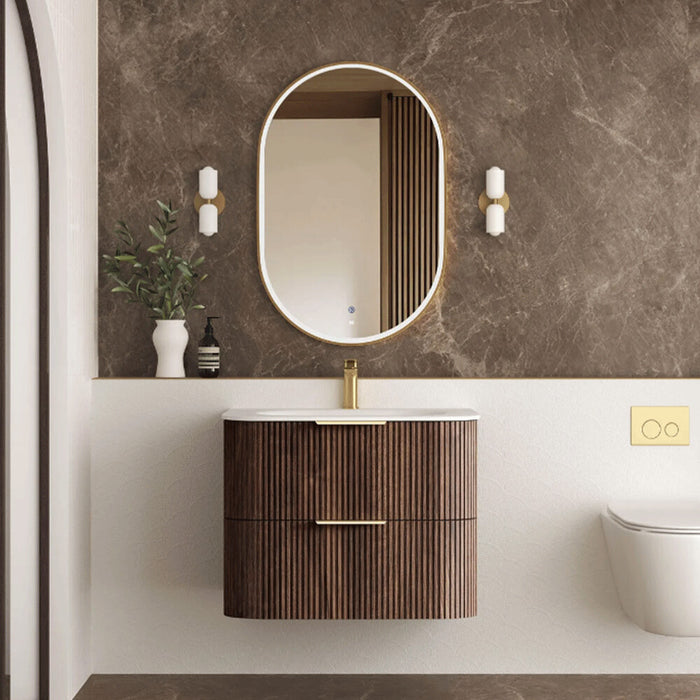 600-1800*490*550mm Otti Havana Sable Walnut Fluted Curve Wall Hung Vanity