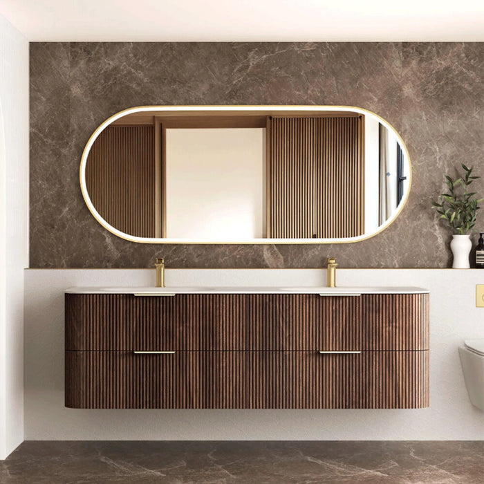 600-1800*490*550mm Otti Havana Sable Walnut Fluted Curve Wall Hung Vanity