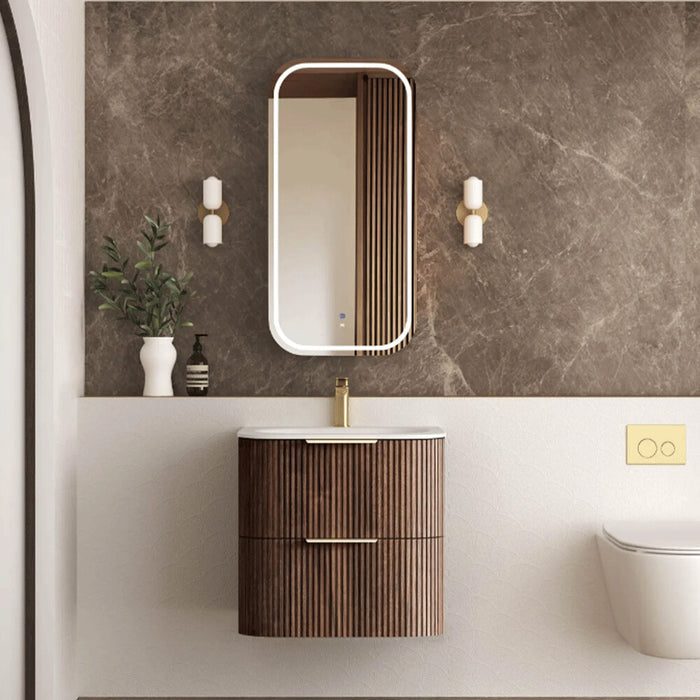 600-1800*490*550mm Otti Havana Sable Walnut Fluted Curve Wall Hung Vanity