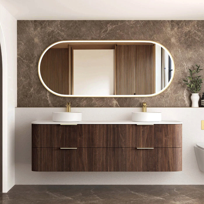 600-1800*490*550mm Otti Havana Sable Walnut Fluted Curve Wall Hung Vanity
