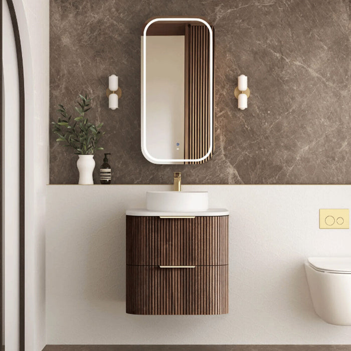 600-1800*490*550mm Otti Havana Sable Walnut Fluted Curve Wall Hung Vanity