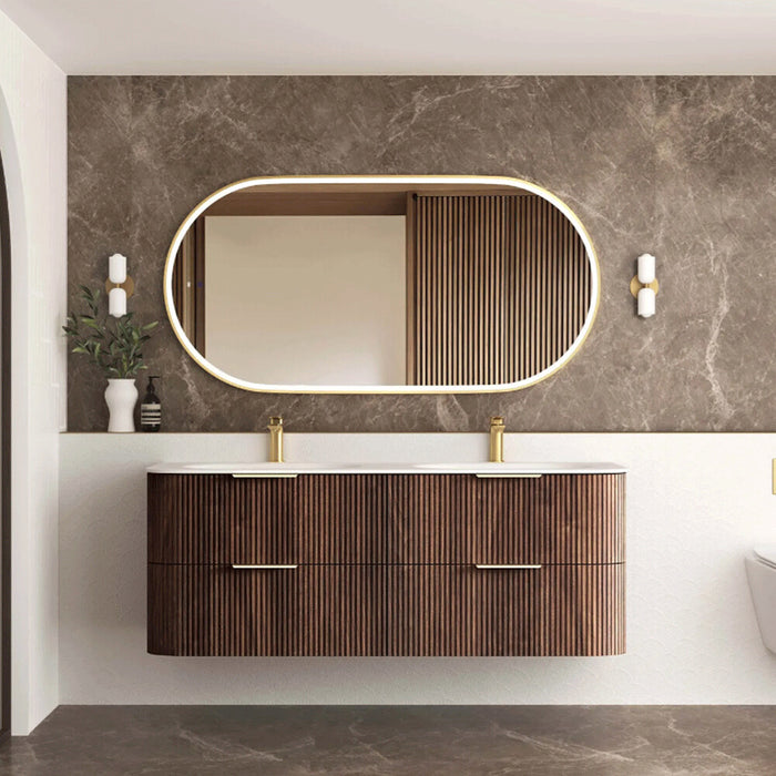 600-1800*490*550mm Otti Havana Sable Walnut Fluted Curve Wall Hung Vanity