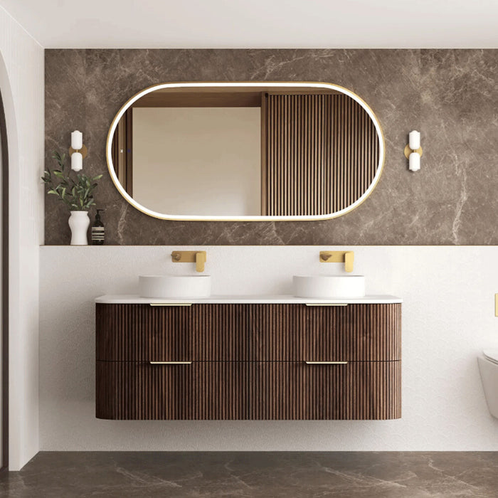 600-1800*490*550mm Otti Havana Sable Walnut Fluted Curve Wall Hung Vanity