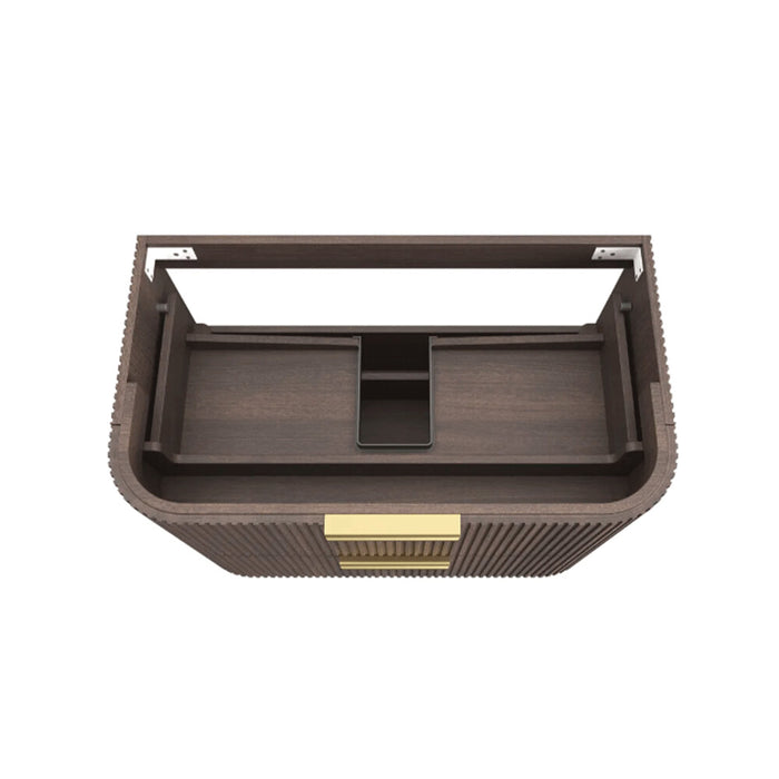 600-1800*490*550mm Otti Havana Sable Walnut Fluted Curve Wall Hung Vanity