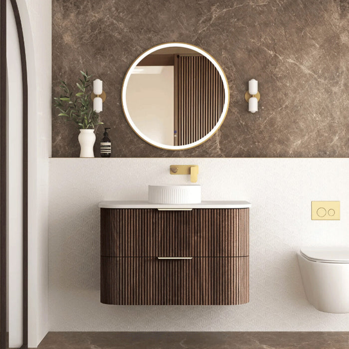 600-1800*490*550mm Otti Havana Sable Walnut Fluted Curve Wall Hung Vanity