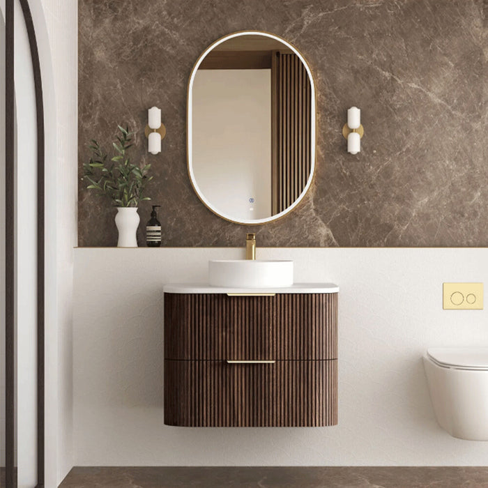 600-1800*490*550mm Otti Havana Sable Walnut Fluted Curve Wall Hung Vanity