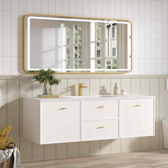 600-1500*455*500mm Mercio Seattle Matt White Wall Hung Vanity
