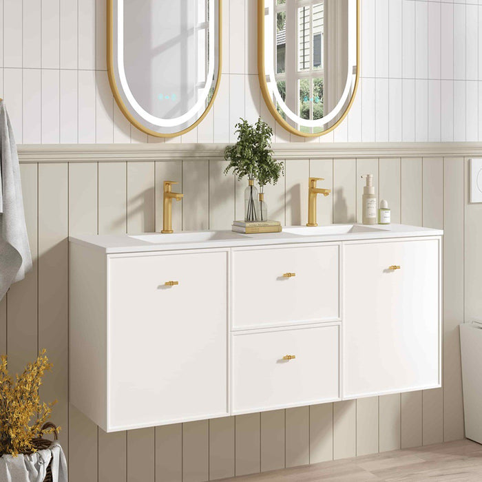600-1500*455*500mm Mercio Seattle Matt White Wall Hung Vanity