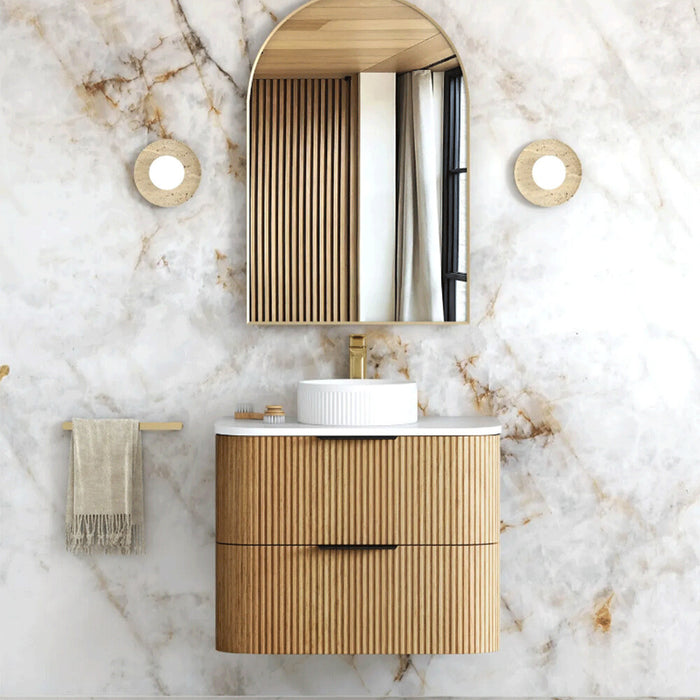 600-1800*490*550mm Otti Havana Woodland Oak Fluted Curve Wall Hung Vanity