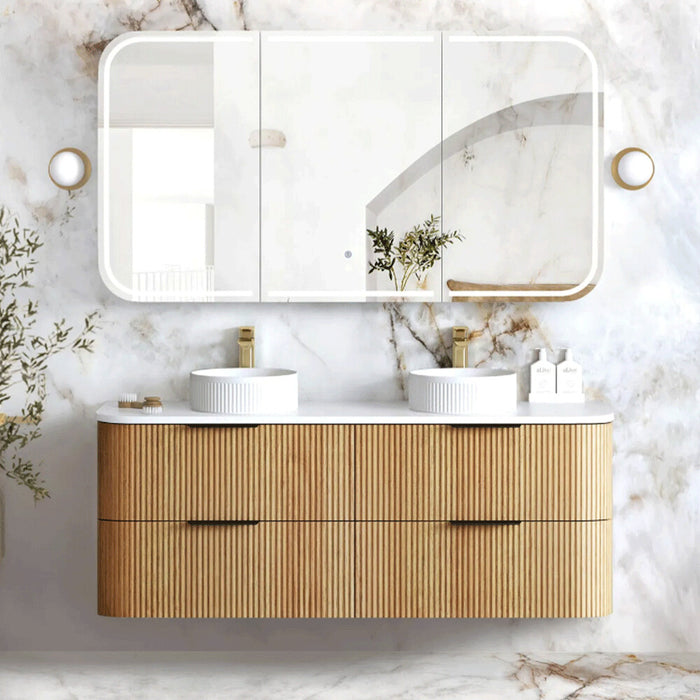 600-1800*490*550mm Otti Havana Woodland Oak Fluted Curve Wall Hung Vanity