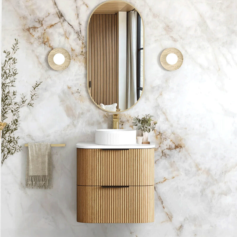 600-1800*490*550mm OTTI Havana Woodland Oak Fluted Curve Wall Hung Vanity