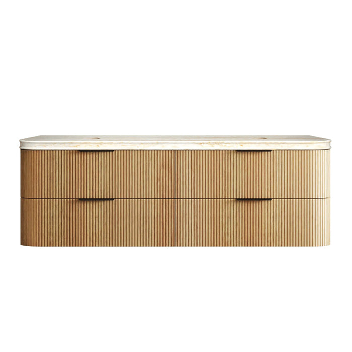 600-1800*490*550mm Otti Havana Woodland Oak Fluted Curve Wall Hung Vanity