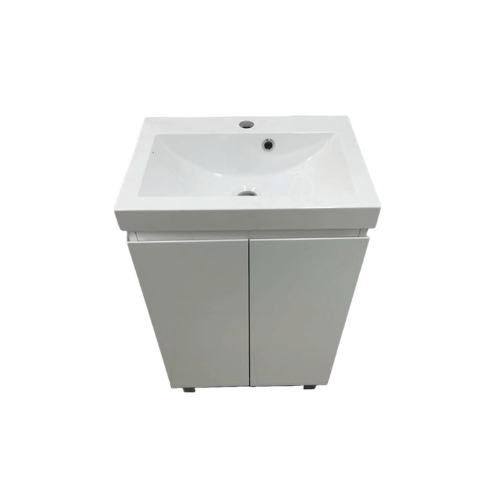 500*350*850mm ABS Gloss White MDF Floorstanding Mini Narrow Vanity With Poly Marble Top
