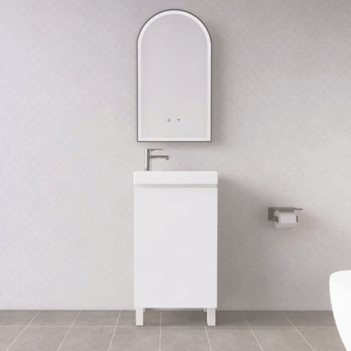 450*250*850mm ABS Gloss White MDF Floorstanding Mini Vanity With Poly Marble Top