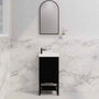 450*250*830mm ABS Vienna Matt Black Freestanding One Door Mini Vanity With Poly Marble top