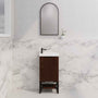 450*250*830mm ABS Vienna Brown Oak Freestanding One Door Mini Vanity With Poly Marble top
