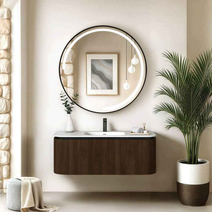 900-1500*455*430mm Infinity FELIX Walnut Plywood With One Main Drawer And Two Side Drawers Wall Hung Vanity