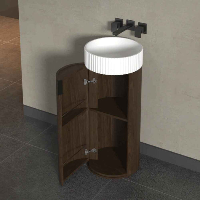 390*390*800mm Infinity FELIX Walnut Plywood With Single Door Freestanding Vanity