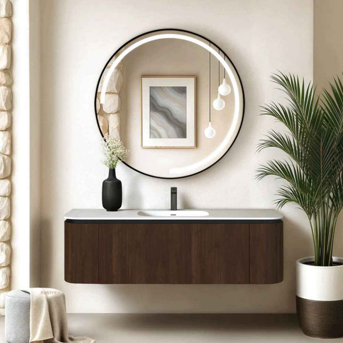 900-1500*455*430mm Infinity FELIX Walnut Plywood With One Main Drawer And Two Side Drawers Wall Hung Vanity