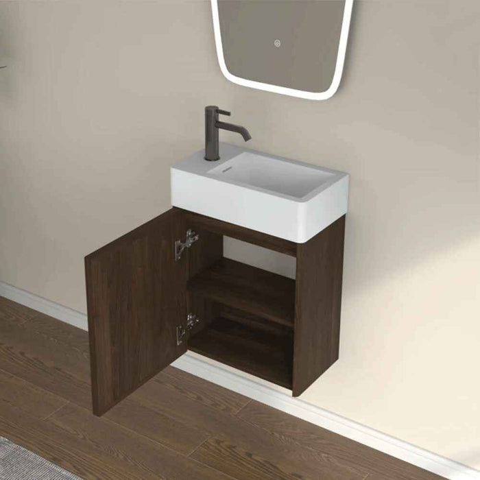 450*250*500mm Infinity FELIX Walnut Plywood With Single Door Wall Hung Vanity