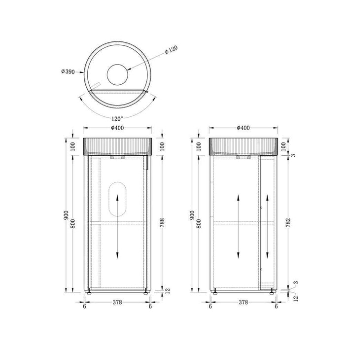 390*390*800mm Infinity FELIX Walnut Plywood With Single Door Freestanding Vanity