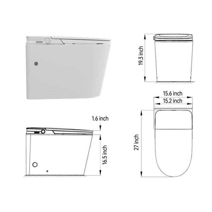 396*686*490mm Sunny Round Cistern-Integrated NightLight Antibacterial Remote Control Smart Toilet