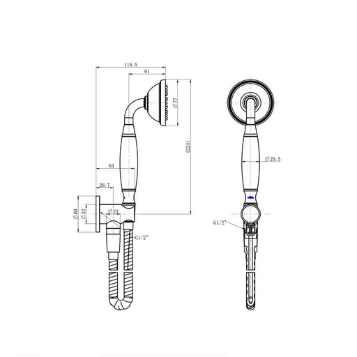 Modernnational Bordeaux Solid Brass Hand Shower On Bracket