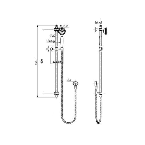 Modernnational Bordeaux Solid Brass Shower On Rail