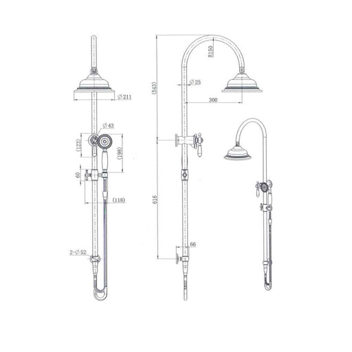 Modernnational Bordeaux Solid Brass Shower Column Set