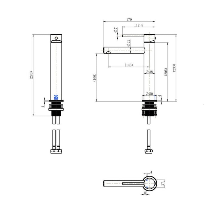 Modernnational Star Mini Brass Mid Rise Basin Mixer