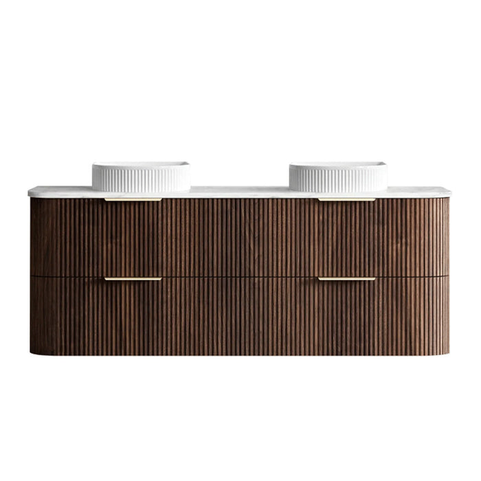 600-1800*490*550mm Otti Havana Sable Walnut Fluted Curve Wall Hung Vanity