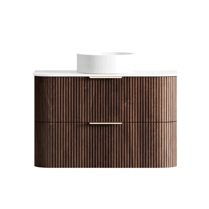 600-1800*490*550mm Otti Havana Sable Walnut Fluted Curve Wall Hung Vanity