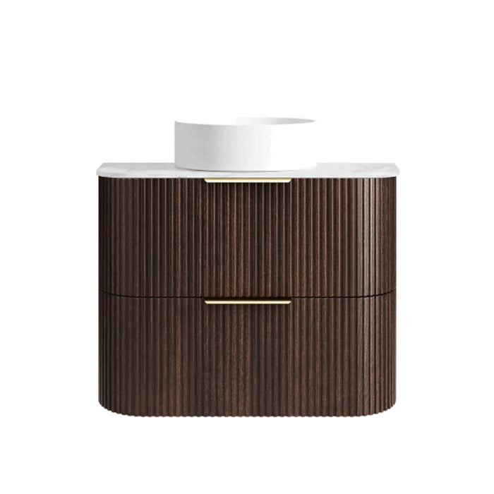 600-1800*490*550mm Otti Havana Sable Walnut Fluted Curve Wall Hung Vanity