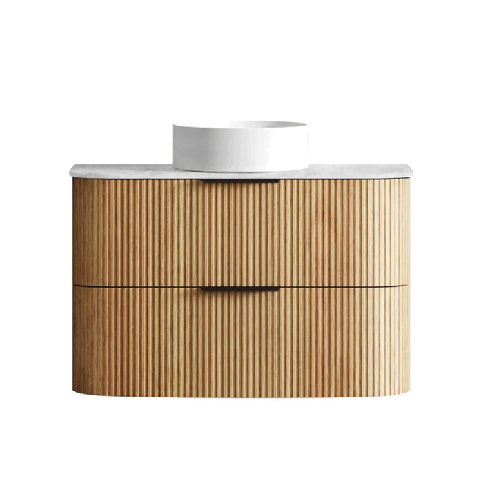 600-1800*490*550mm Otti Havana Woodland Oak Fluted Curve Wall Hung Vanity