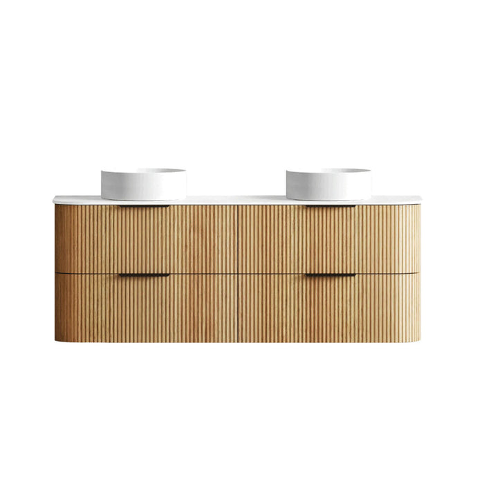 600-1800*490*550mm Otti Havana Woodland Oak Fluted Curve Wall Hung Vanity