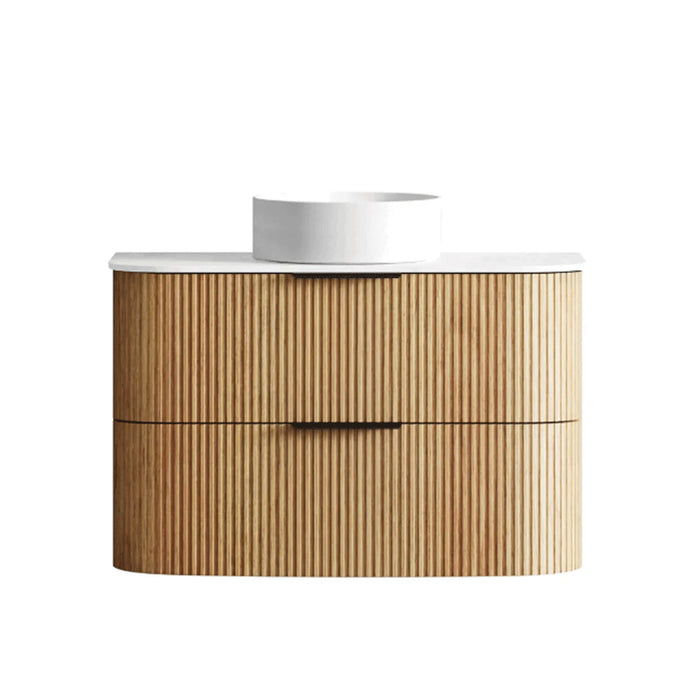 600-1800*490*550mm Otti Havana Woodland Oak Fluted Curve Wall Hung Vanity