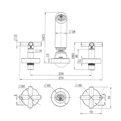 Modernnational Ryker Solid Brass 1/4 Turn Shower Set