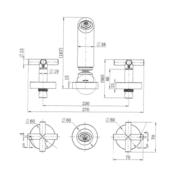 Modernnational Ryker Solid Brass 1/4 Turn Shower Set