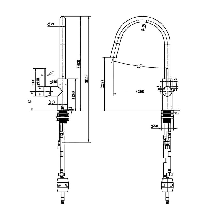 Modernnational Star Mini Round Brass With Knurled Handle Pull-Out Kitchen Mixer