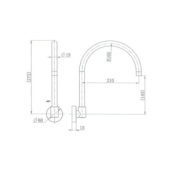 Modernnational Ryker Solid Brass Bath Spout