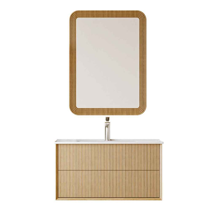900mm Sunny BPA MDF Cabinet With Ceramic Basin With MDF Frame Silver Mirror And Tall Boy Wall Hung Vanity