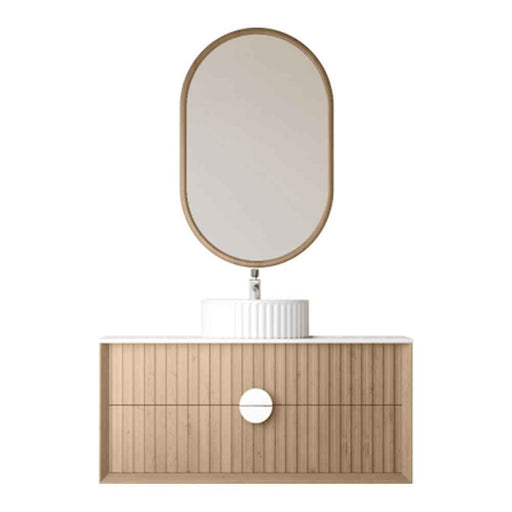 1200mm Sunny BPA MDF Cabinet With Handle With Sintered Stone Top With Flutted Ceramic Basin With Silver Mirror Wall Hung Vanity