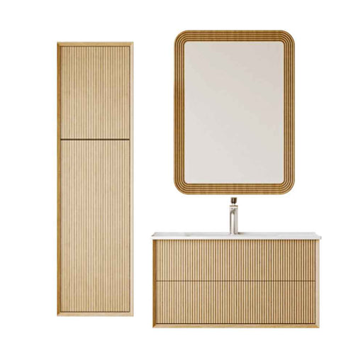 900mm Sunny BPA MDF Cabinet With Ceramic Basin With MDF Frame Silver Mirror And Tall Boy Wall Hung Vanity