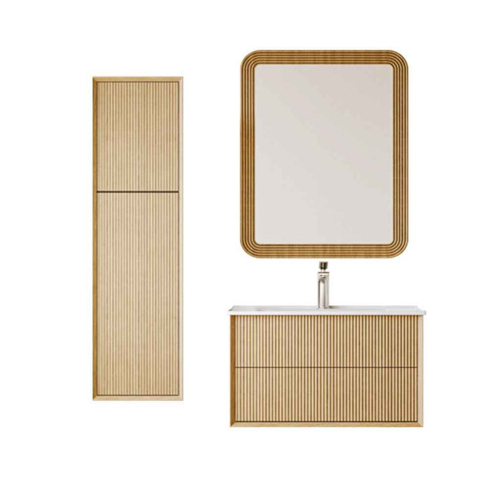 600mm Sunny BPA MDF Cabinet With Ceramic Basin With MDF Frame Silver Mirror And Tall Boy Wall Hung Vanity