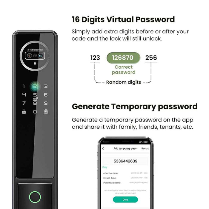 IntelliLock IL-VU1 6-in-1 Smart Video Pro Door Lock With 3D Face Recognition And Two-Way Audio And Virtual & Temporary Passwords